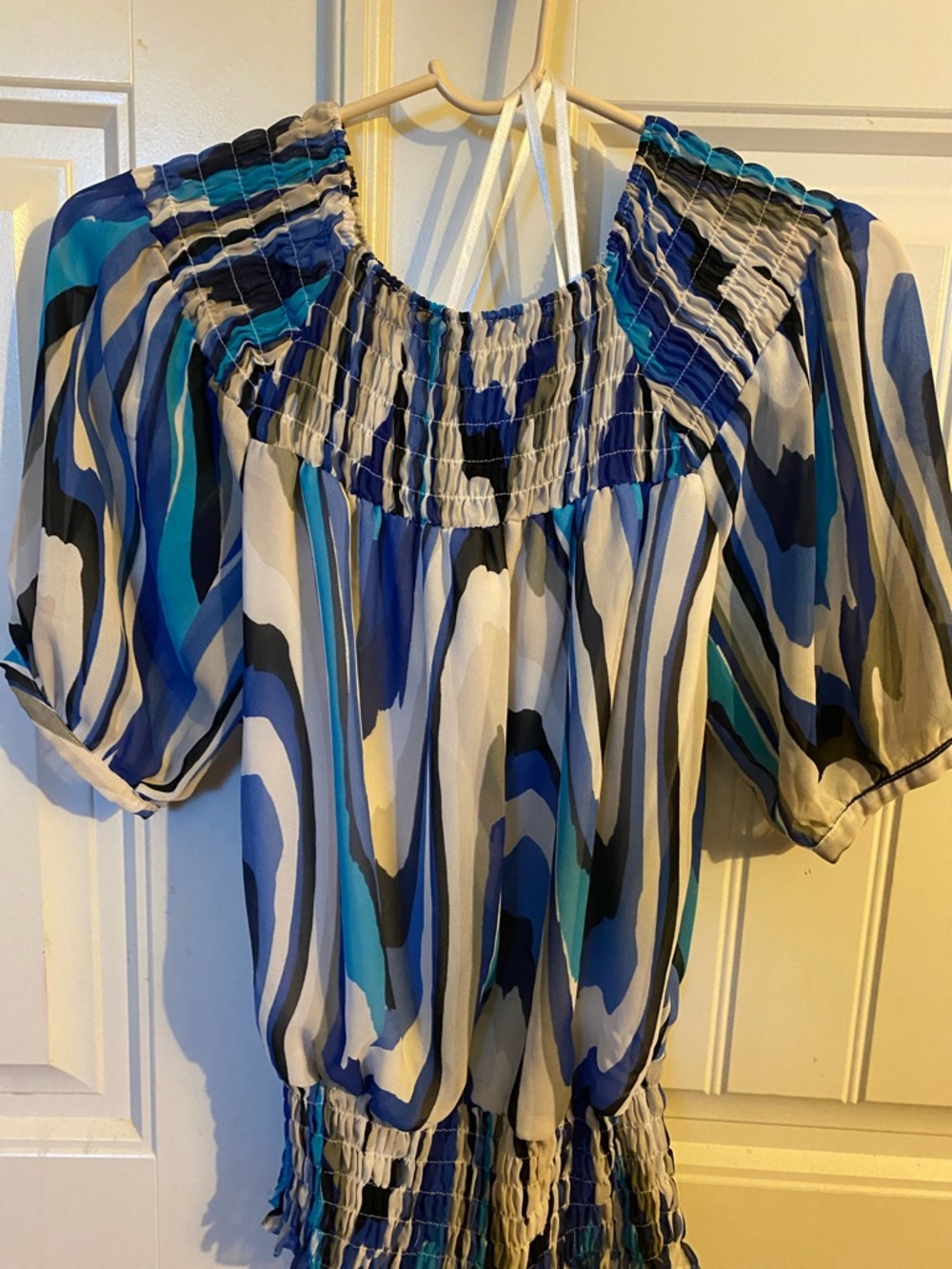 Alfani Blue Abstract Print Top Size 4